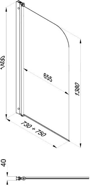 Шторка на ванну Triton Соло Щ0000038541 75 см